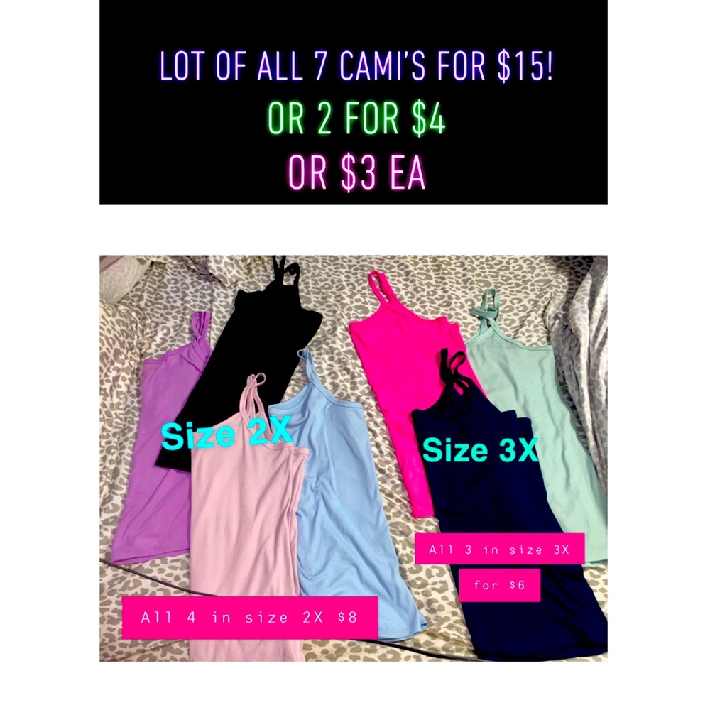 SOLD! LOT of 7 PLUS SIZE CAMI’S! Size 2X & 3X!